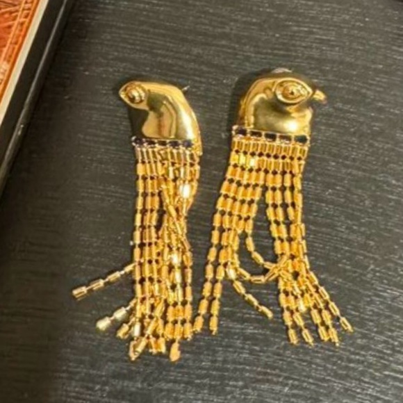 Eagle Plume~ Hawk Falcon Raptor Bird of Prey Chain Fringe Tassel Trim 22K Dangle - Picture 12 of 16